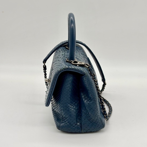 Chanel Blue Mini Python Coco Handle Bag - Picture 3 of 16